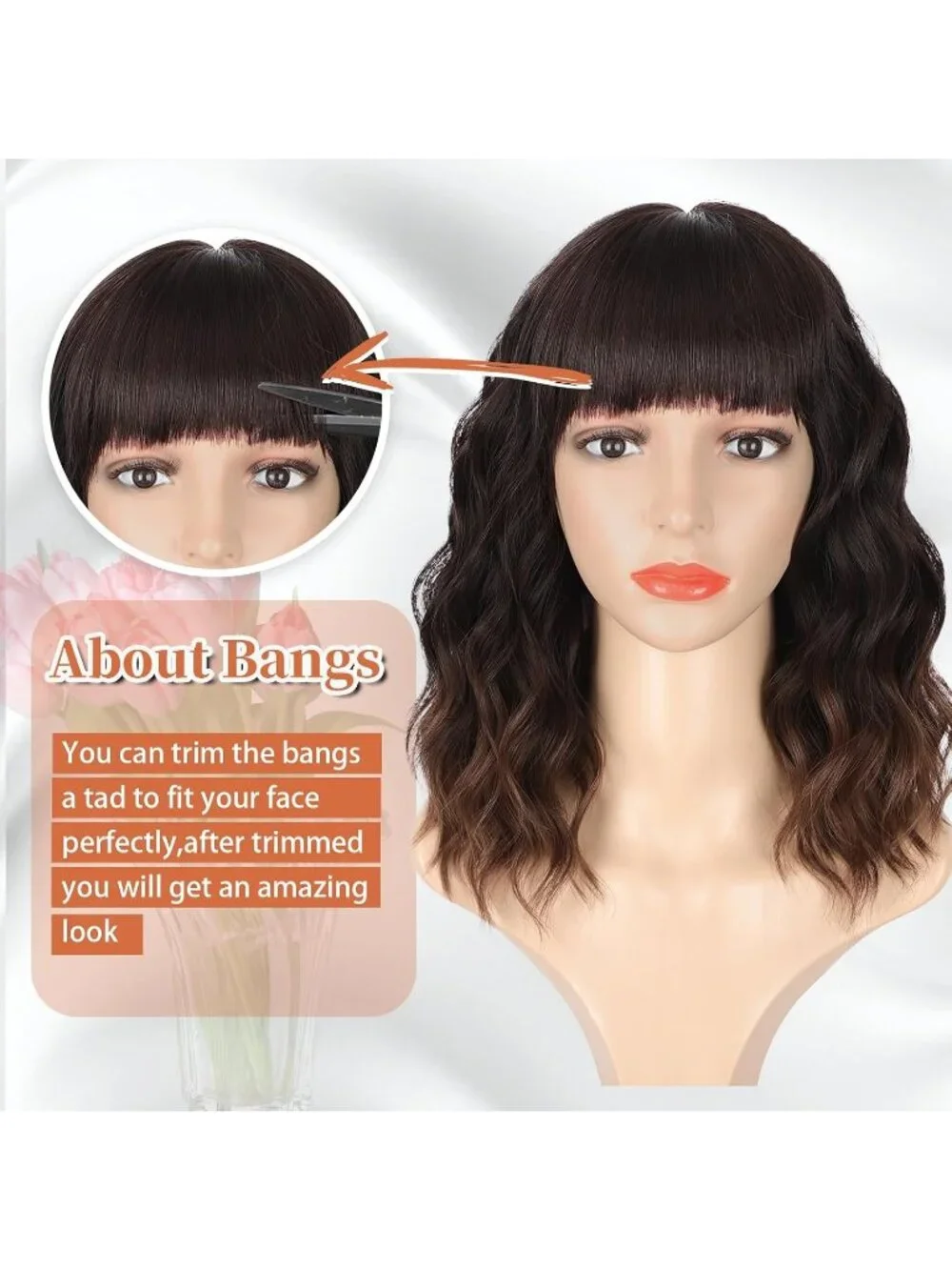 Women's Light Brown 14 Inch Heat Resistant Synthetic Fiber Shoulder Length Wigs